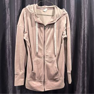 New Ideology soft pink velvet zip hoodie. Sz M.  Bought new. Never worn.